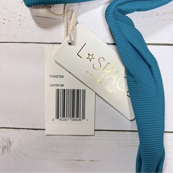 L*Space | Ribbed Hunter Demi Cup Bikini Top In Mediterranean Teal | S - Picture 8 of 9